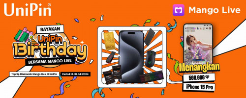 Rayakan UniPin 13irthday bersama Mango Live – Top Up & Raih iPhone 15 Pro +  500.000 Diamonds!